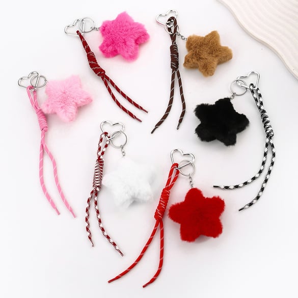 1 Stück süßer Plüschstern-Taschenanhänger für Damen