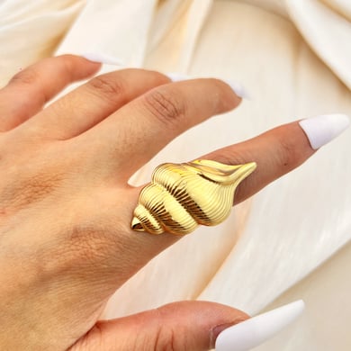 1 Piece Whelk Stainless Steel Gold Color Women's Adjustable Rings h5 Picture2