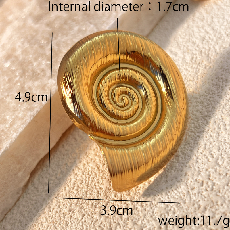 1 Piece Whelk Stainless Steel Gold Color Women's Adjustable Rings 