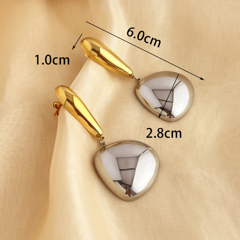 1 Pair Simple Drop Shape Stainless Steel Women's Earrings 