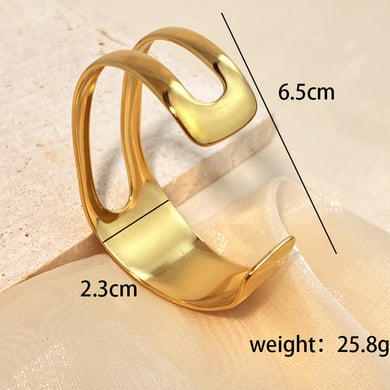 1 Piece Simple Series Stainless Steel Hollow Out Gold Color Women's Bangles h5 