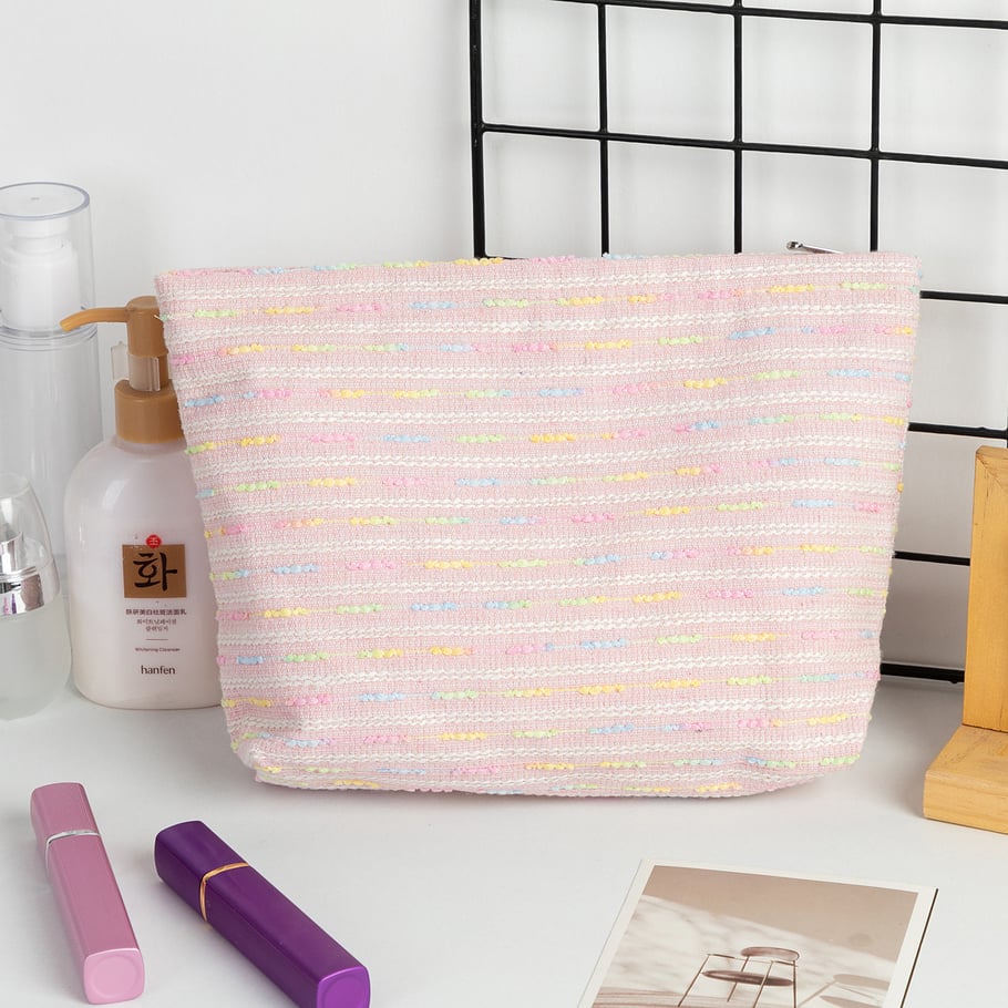 1 Piece Colorful Striped Women's Makeup Bags 