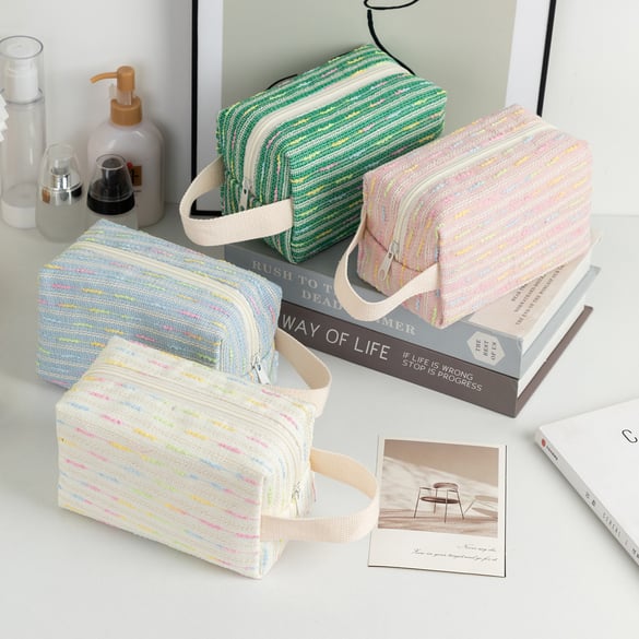 1 bolsa de maquillaje para mujer con rayas de colores