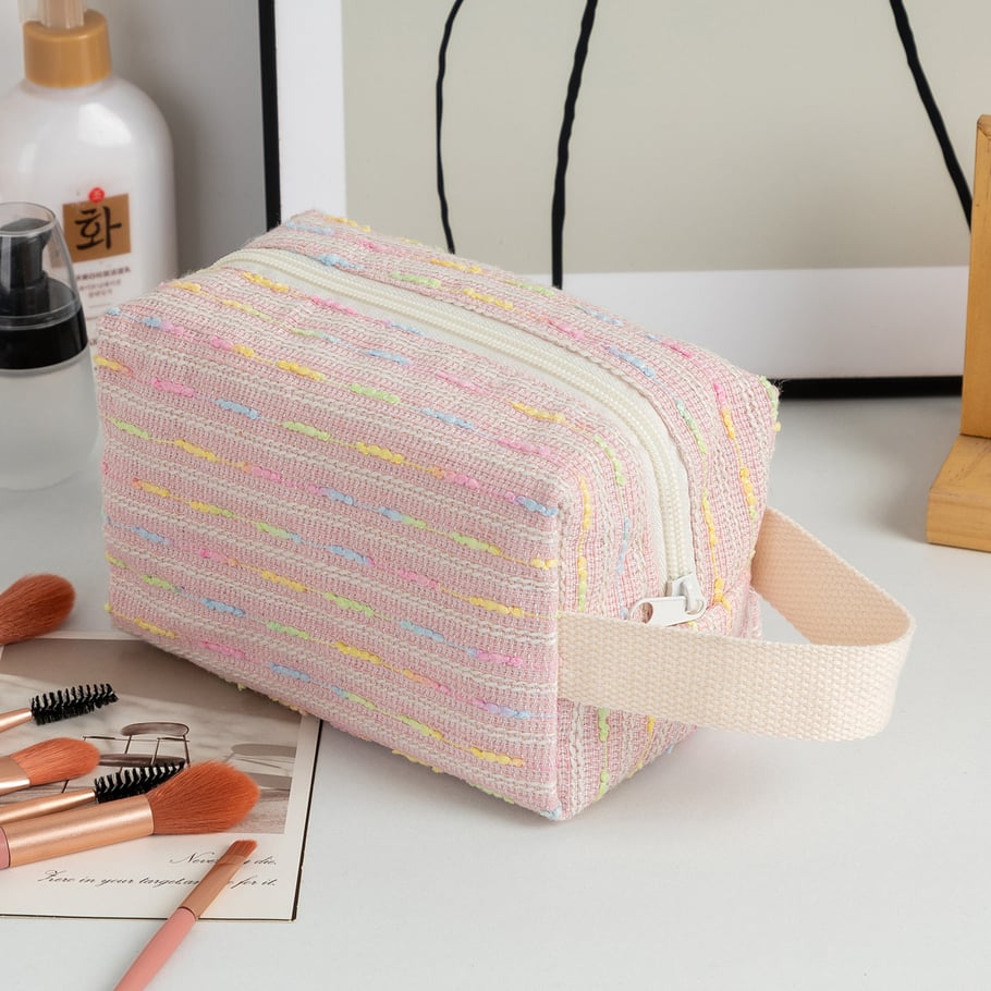 1 Piece Colorful Striped Women's Makeup Bags 