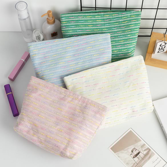 1 bolsa de maquillaje para mujer con rayas de colores 2