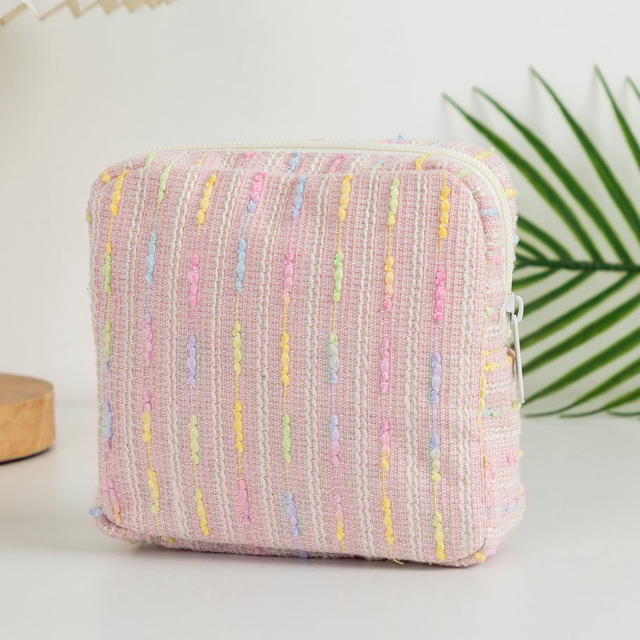 1 Piece Colorful Striped Square Shape Women's Makeup Bags 