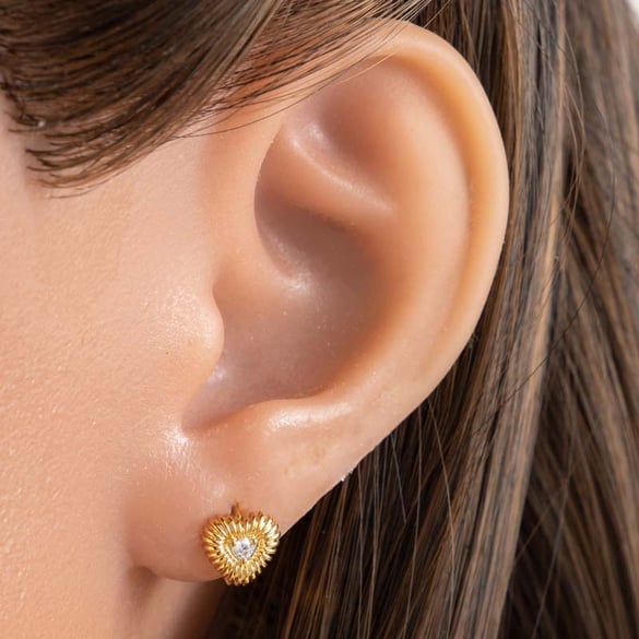 1 Stück Exquisite Serie Stilvolle, elegante Creolen in Herzform aus Kupfer mit Zirkonia für Damen 2