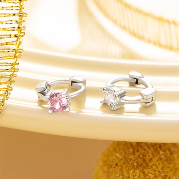 1 Piece Delicate Series Sweet Round Copper Zircon Women's Hoop Earrings