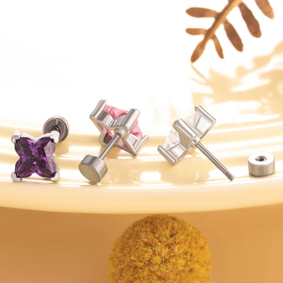 1 Stück Glamorous Series Sweet Flower Titanstahl Silber Farbe Zirkon Damen Ohrstecker 2