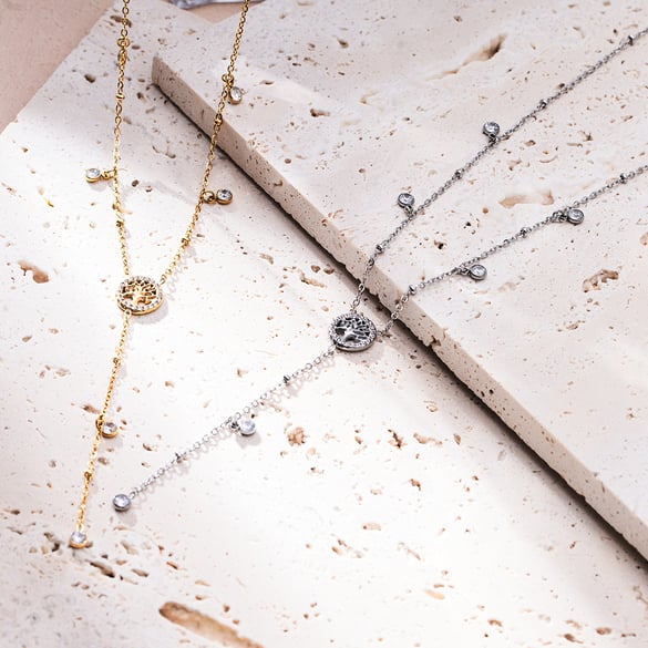 1 Piece Subtle Series Classic Tree Titanium Steel Gold Color Women's Pendant Necklaces