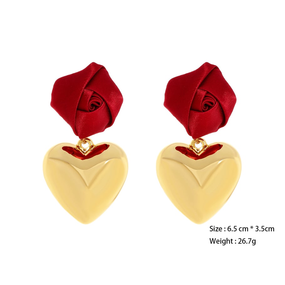 1 Pair Vintage Rose Heart Dangle Earrings Picture2