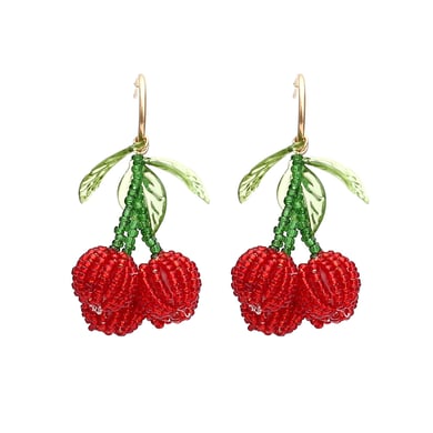 1 Pair Sweet Bead Cherry Drop Earrings h5 
