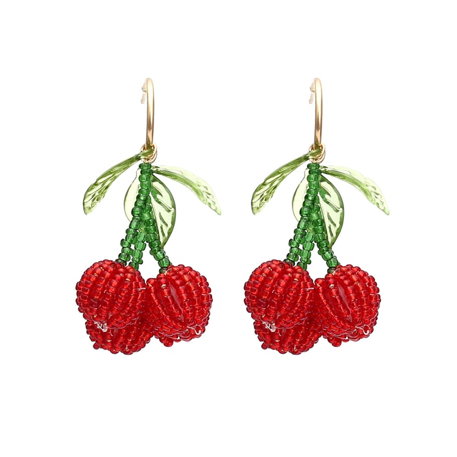 1 Pair Sweet Bead Cherry Drop Earrings 