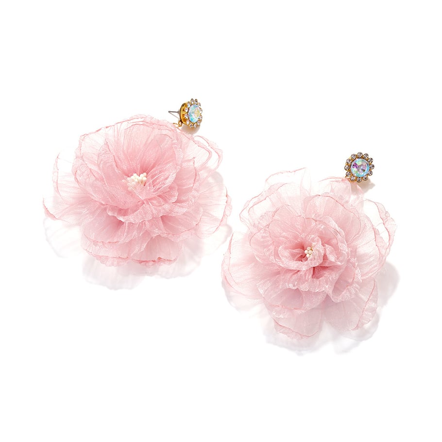 1 Pair Romantic Mesh Flower Earrings Picture2