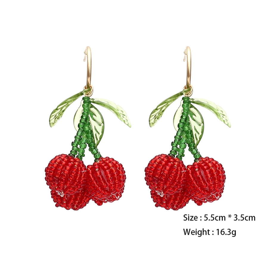 1 Pair Sweet Bead Cherry Drop Earrings Picture2