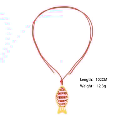 1 Piece Cute Braided Rope Resin Fish Pendant Necklace h5 Picture2