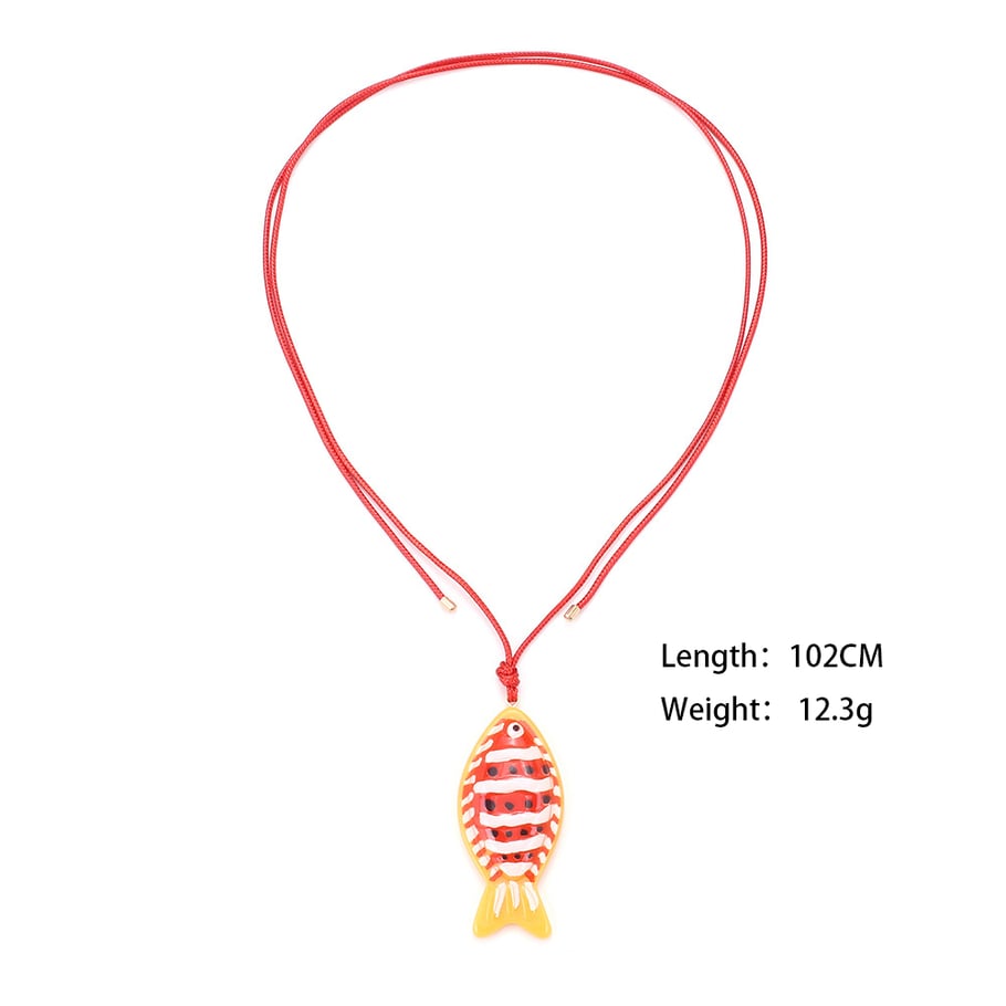 1 Piece Cute Braided Rope Resin Fish Pendant Necklace Picture2