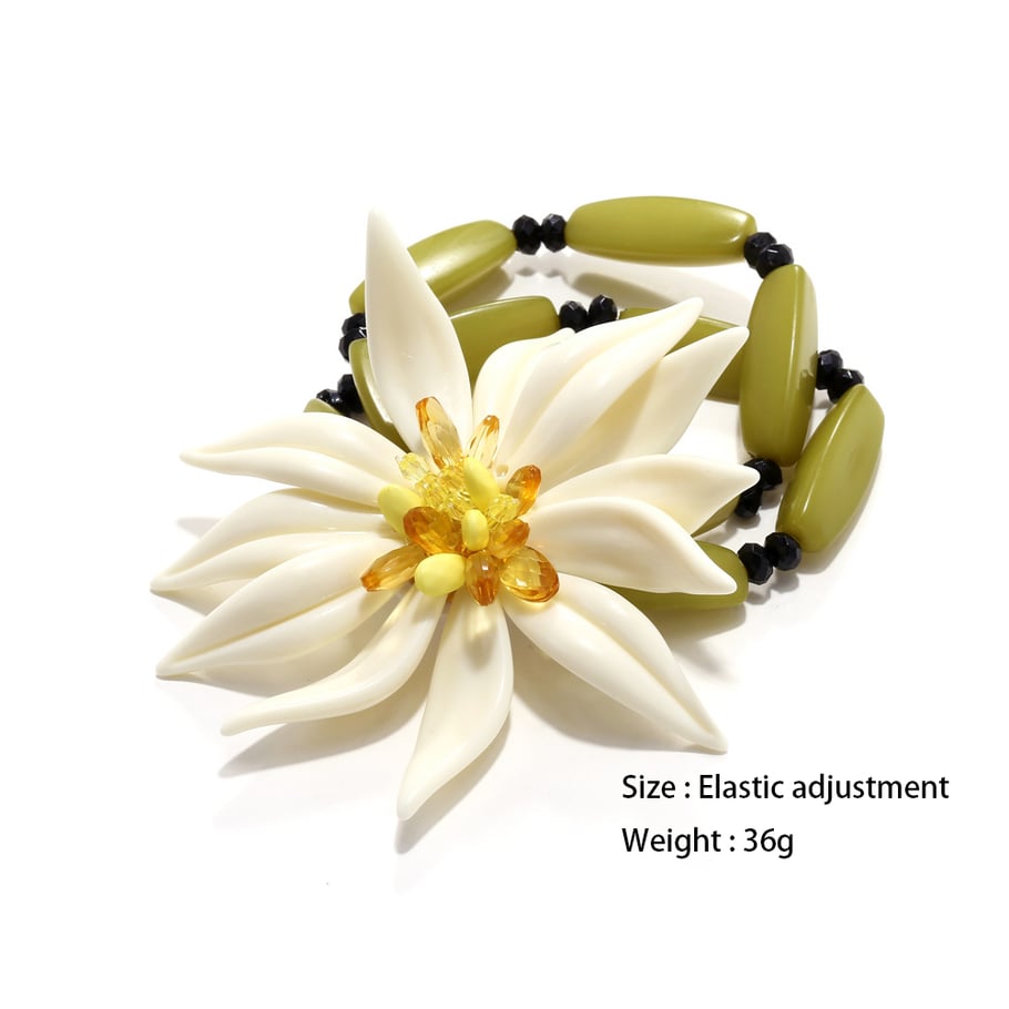 1 Piece Holiday Style Beaded Dimensional Large Flower Women's Beaded Bracelets Picture2