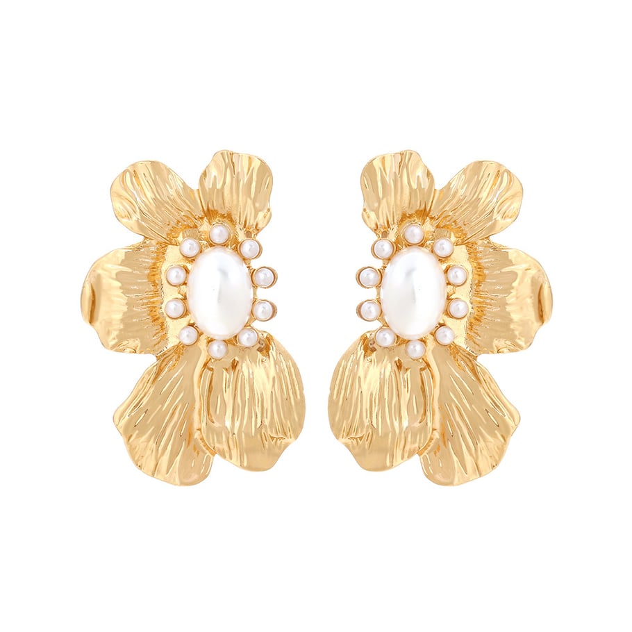 1 Pair Vintage Alloy Flower Stud Earrings 