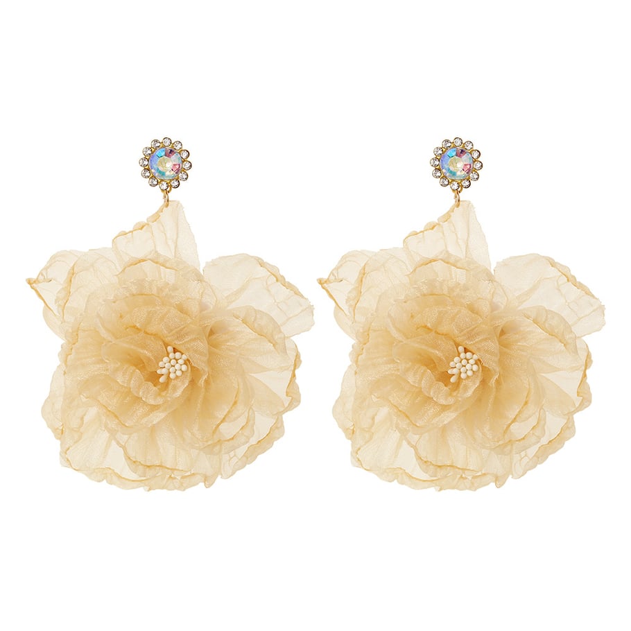 1 Pair Romantic Mesh Flower Earrings 