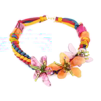 1 Piece Vacation Style Braided Rope Acrylic Flower Necklace h5 Picture2
