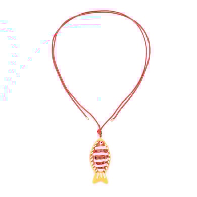 1 Piece Cute Braided Rope Resin Fish Pendant Necklace h5 