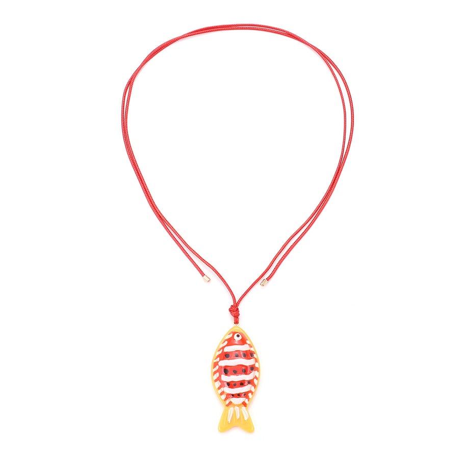 1 Piece Cute Braided Rope Resin Fish Pendant Necklace 
