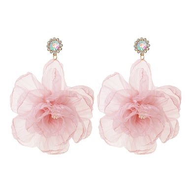 1 Pair Romantic Mesh Flower Earrings h5 
