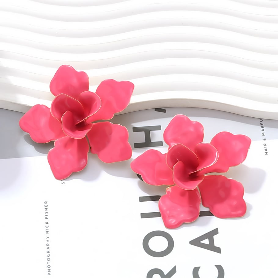 1 Pair Vacation Style Iron Large Flower Stud Earrings 