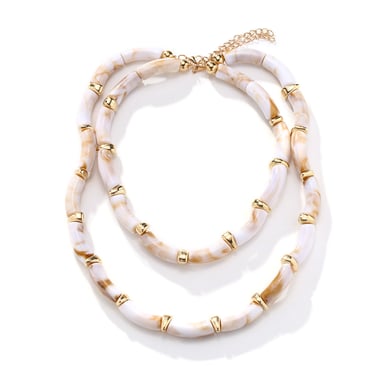 1 Piece Exaggerated Textured Beaded Stacking Layered Necklace h5 
