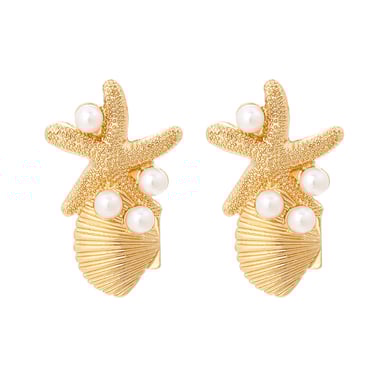 1 Pair Vacation Style Alloy Starfish Shell Earrings h5 