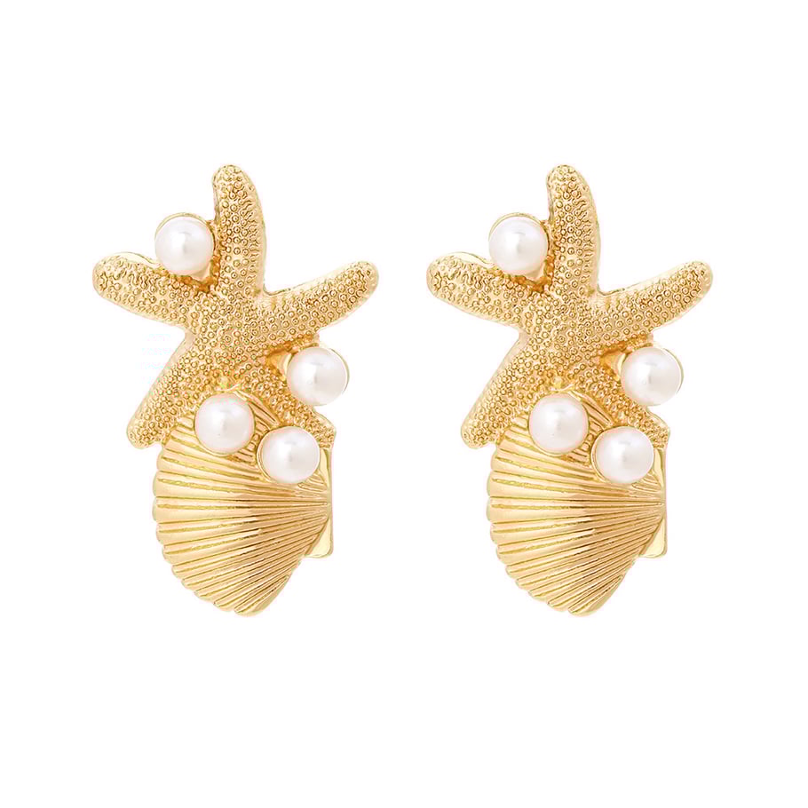 1 Pair Vacation Style Alloy Starfish Shell Earrings 