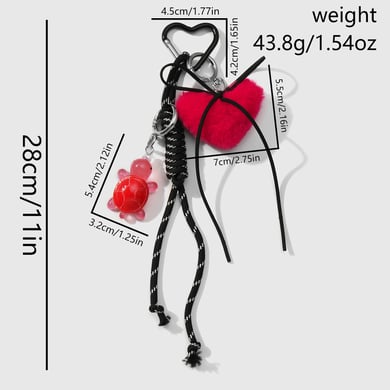1 Piece Cute Plush Heart Women's Bag Charms h5 Picture2