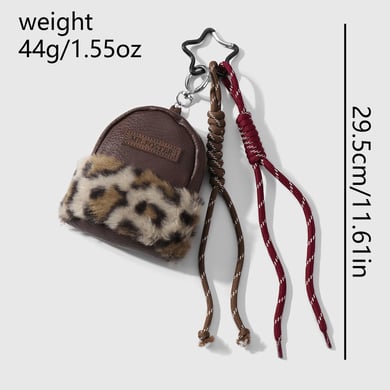 1 Piece Vintage Plush Leopard Mini Bag Charms h5 Picture2