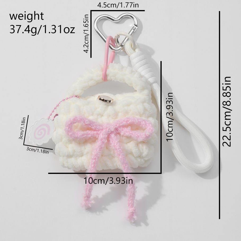 1 Piece Cute Woolen Mini Bag Love Heart with Cherry Bag Charms Picture2