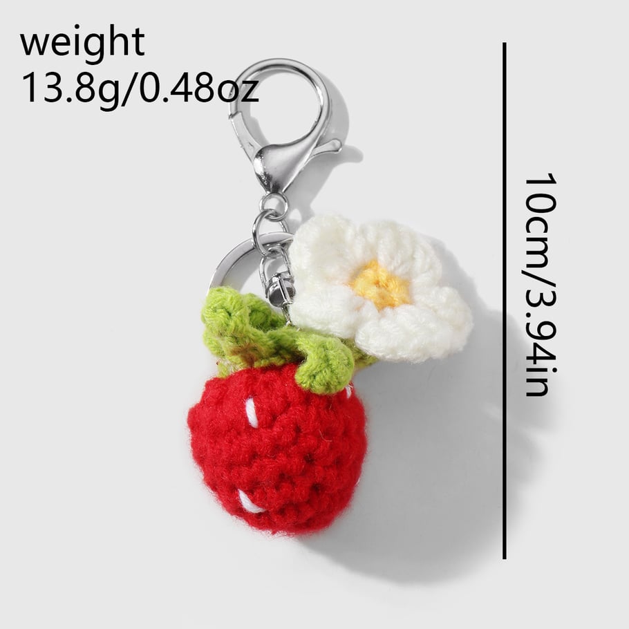1 Piece Sweet Woolen Flower Strawberry Heart Bag Charms Picture2