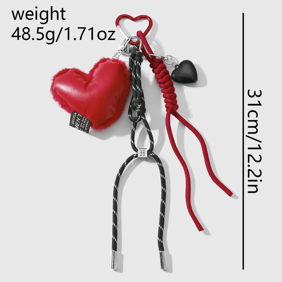1 Piece Sweet Leather Heart Bag Charms Picture2