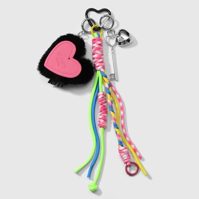 1 Piece Sweet Plush Heart Beaded Bow Bag Charms h5 