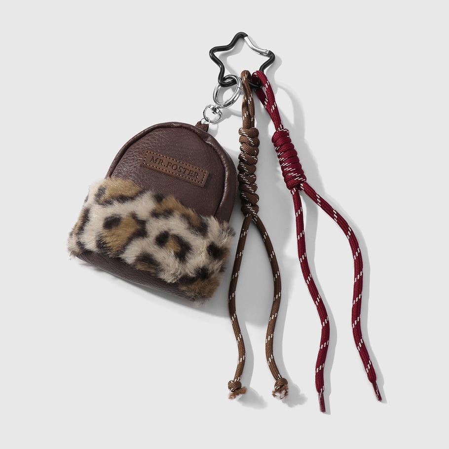 1 Piece Vintage Plush Leopard Mini Bag Charms 