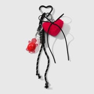 1 red heart velvet ribbon bow turtle keychain 