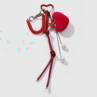 1 red heart imitation pearl mushroom keychain Picture2