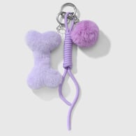1 purple fur ball bone stick keychain 