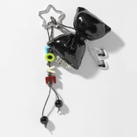 1 black leather bow keychain 