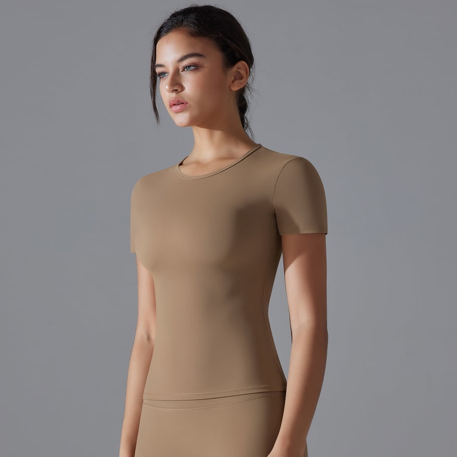 1 Piece High Elastic Skin Tight Breathable Yoga Short Sleeved Women's Sports T Shirt Picture2