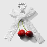 1 white hollow heart bow keychain Picture3