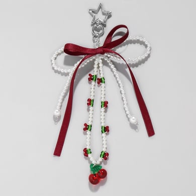 1 Piece Sweet Beaded Bow Bag Charms h5 