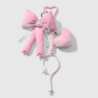 1 pink pearl bow heart keychain 