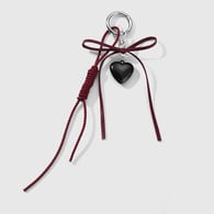1 red leather bow heart keychain 