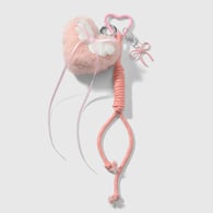 1 pink plush heart bow keychain 