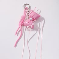 1 pink leather bow keychain 